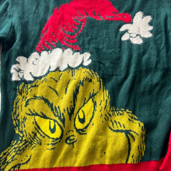NWOT Boys Small Grinch Red & Green Naughty Christmas Holiday Crewneck Sweater - Picture 3 of 7